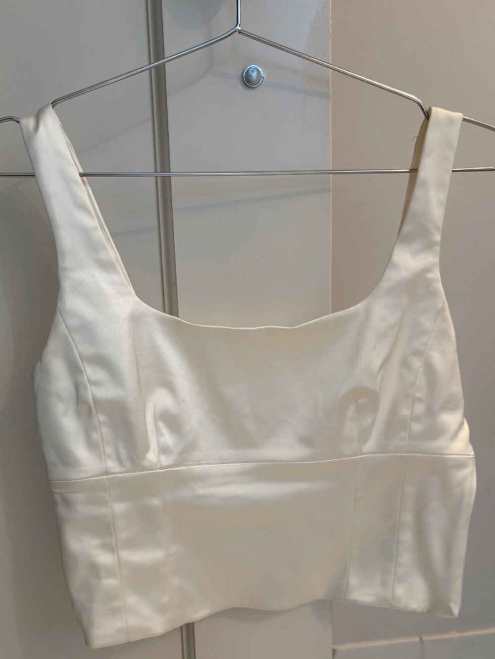 Aritzia Wilfred White Shine Satin Bustier Top S